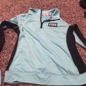 Pink half zip workout sweatshirt